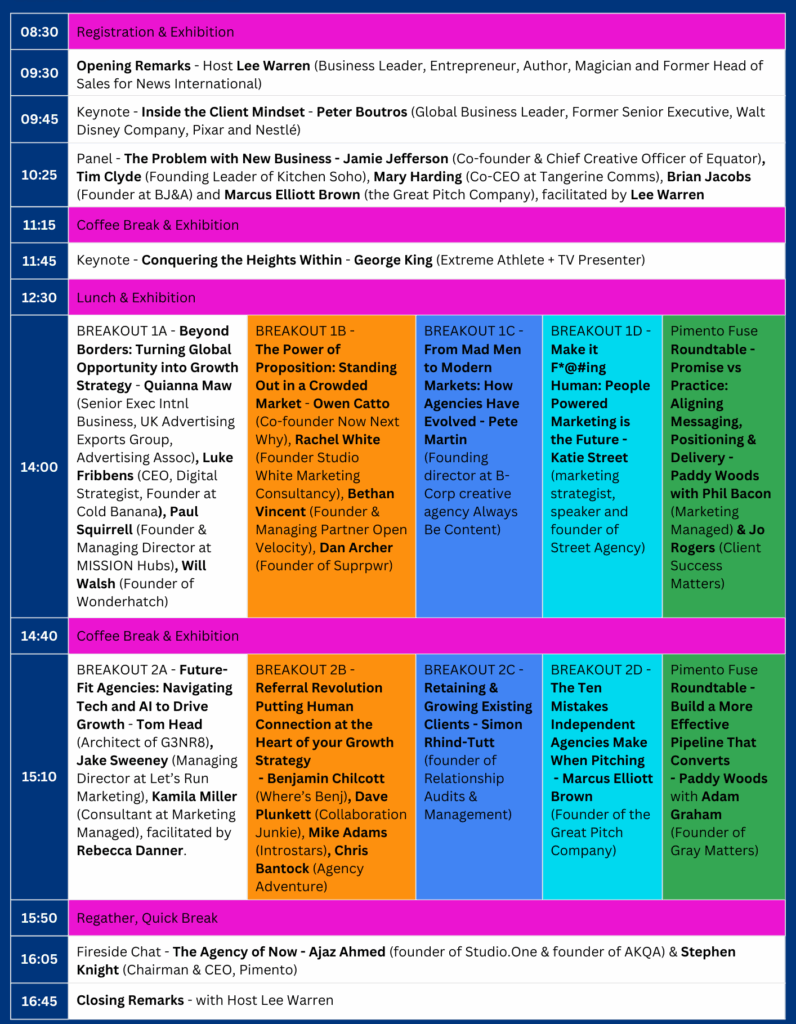 Festival of New Business Agenda 2025